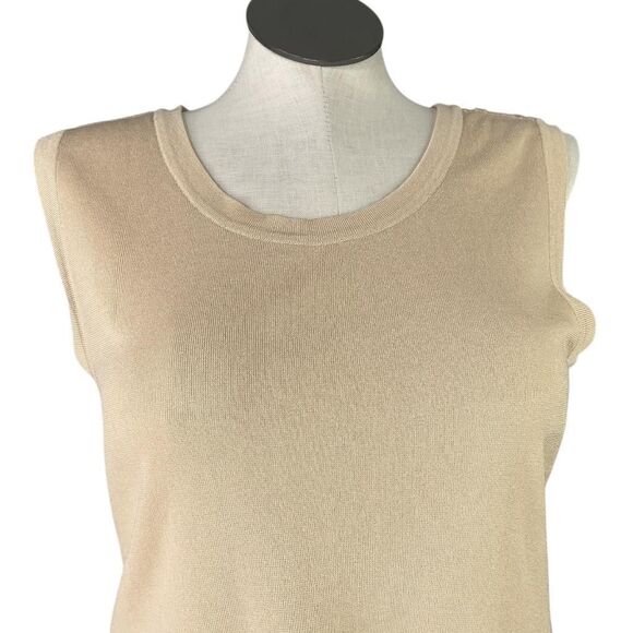 Exclusively Misook Tank Top Women 1X Beige Signature Knit Scoop Neck Shell - Picture 2 of 5